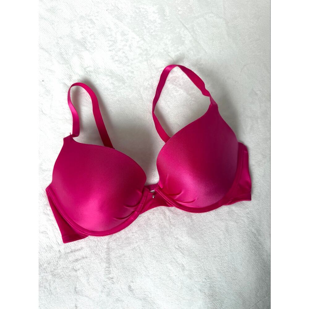 Maidenform Extreme Lift Plunge Hot Pink Satin Push Up Bra 36D